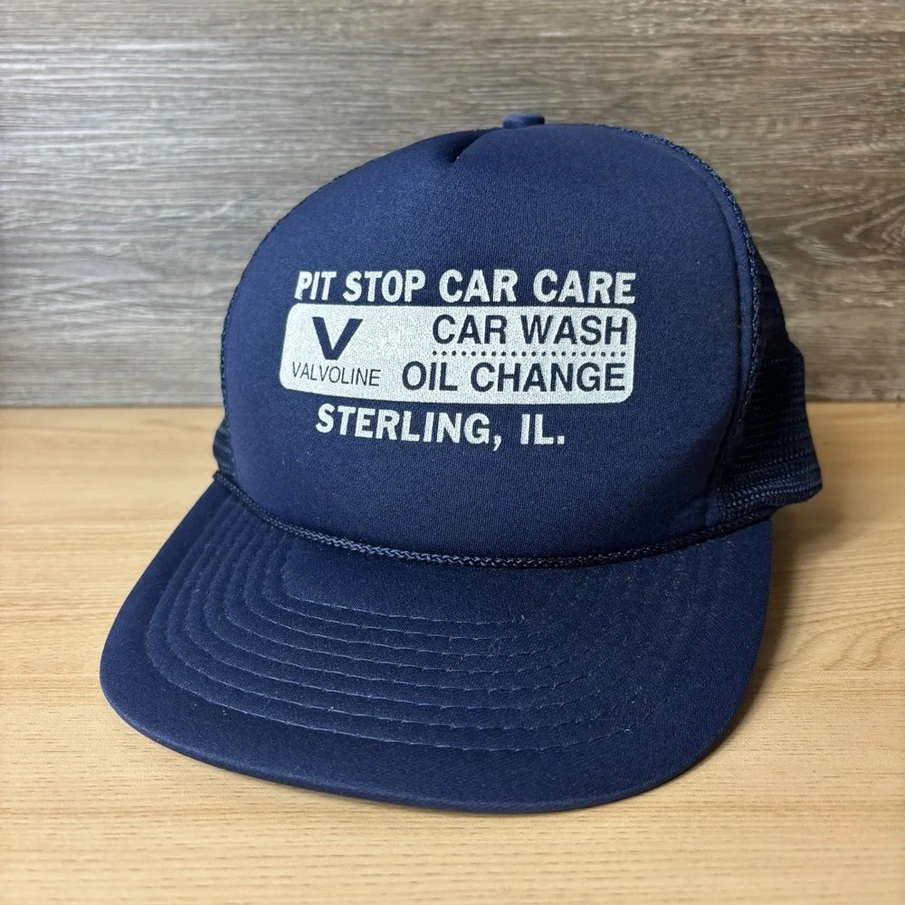 Vintage Valvoline Hat Cap Snap Back Blue Trucker Sterling Illinois